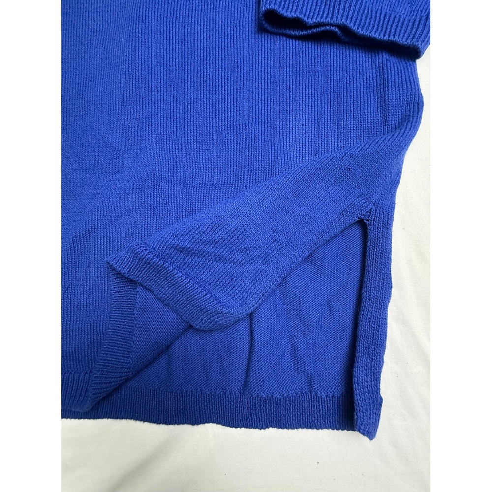 Eileen Fisher Royal Blue Linen Cotton Blend Sweater L/XL Crew Neck 3/4 Sleeve - Picture 3 of 5